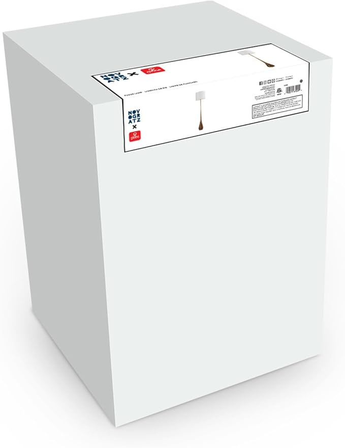 GLOBE Electric Novogratz x Harrington 65" Floor Lamp, 2-Tone Faux Wood Base, White Fabric Shade, Socket Rotary Switch 67225