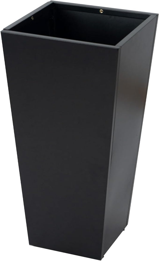 Kozyard 15.4" x 15.4" x 30" Tall Taper Black Metal Planter Flower Plant Pot Indoor Outdoor Planters Steel Flower Pot All-Weather Use with 2 Partition Panels for for Trees, Plants Flowers