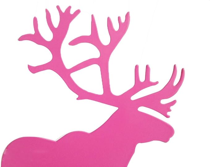 Winterworm Fashion Creative Cartoon Cute Iron Elk Moose Pattern Nonskid Metal Office Desk Bookends (Pink)