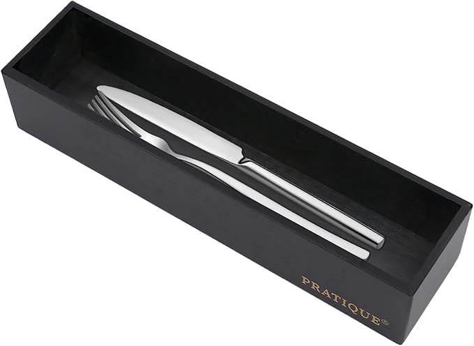 Bamboo Drawer Organizer - Kitchen Utensil Organizer Silverware Tray Cutlery Holder,Office Desk Supplies and Accessories,12 * 3 * 2.6inch,Black
