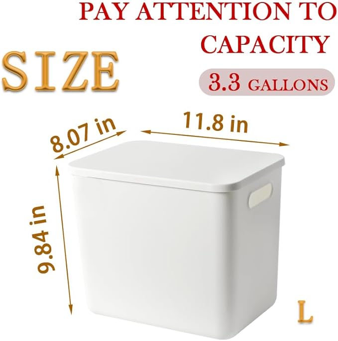 5 pack large plastic White storage bins with Lids, Toy Box Chest with Handle,Organizer Containers Baskets for Baby,Nursery,Shelves,Playroom, Bedroom,Office,Closet,home (White, 5L)
