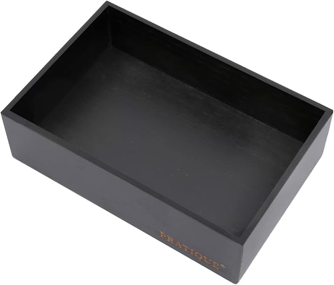 Bamboo Drawer Organizer - Kitchen Utensil Organizer Silverware Tray Cutlery Holder,Office Desk Supplies and Accessories,8.9 * 5.9 * 2.6inch,Black