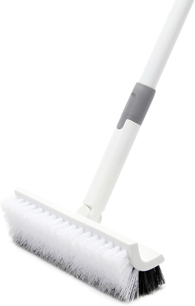 Scrub Brush Floor Brush with Long Handle,Double-Sided V-Shaped Scrub Brush,Shower Floor Scrubber for Cleaning, Tile Scrub Brush with Stiff Bristles, 52'