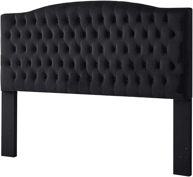 24KF Upholstered Tufted Button Velvet Headboard,Comfortable Fashional Headboard King/CA King Size,Black