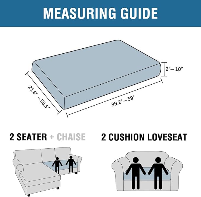 H.VERSAILTEX Super Stretch Individual Seat Cushion Covers Sofa Covers Couch Cushion Covers Slipcover Sets Thick Jacquard Textured Twill Fabric (1 Piece Loveseat Cushion Cover, Ivory)