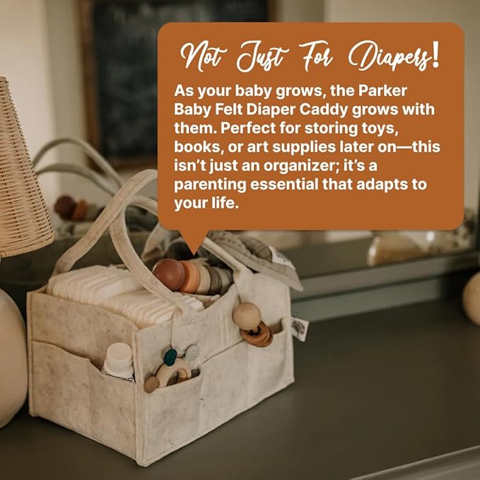 Parker Baby Diaper Caddy - Nursery Storage Bin and Car Organizer for Diapers and Baby Wipes - White, Large