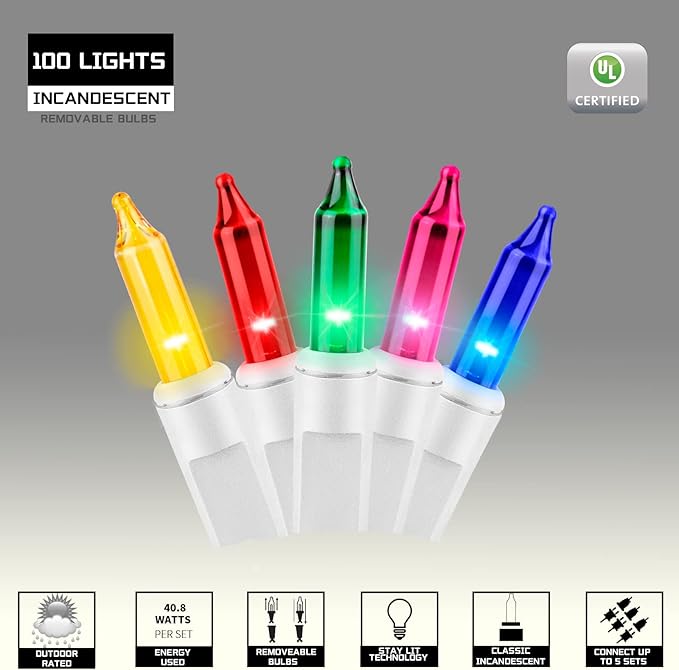 100LIGHTS Multi Easter Mini String Lights,Connectors Christmas Decorative Lights 19.6 UL Certified Waterproof for Easter Home Garden Holiday Christmas Tree Party Patio Wedding