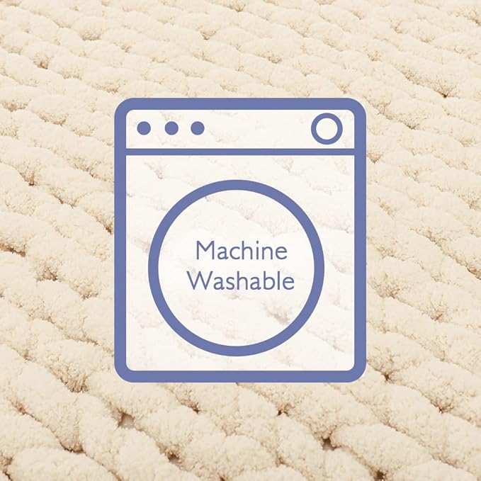 Bigacogo Chunky Knit Throw Blanket for Couch, 40x40 inches, 100% Hand Knitted with Thick Jumbo Chenille Yarn, Cozy Soft Large Rope Knot Cable Crochet Blankets for Sofa Bed Living Room, Beige