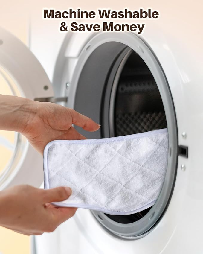 ScrubWiz Steam Mop Pads with Washable and Reusable, 6 Pack Replacement, 2 Material Types Accessories Compatible With Steamer Mop for Cleaning Floors and Carpets, White and Gray