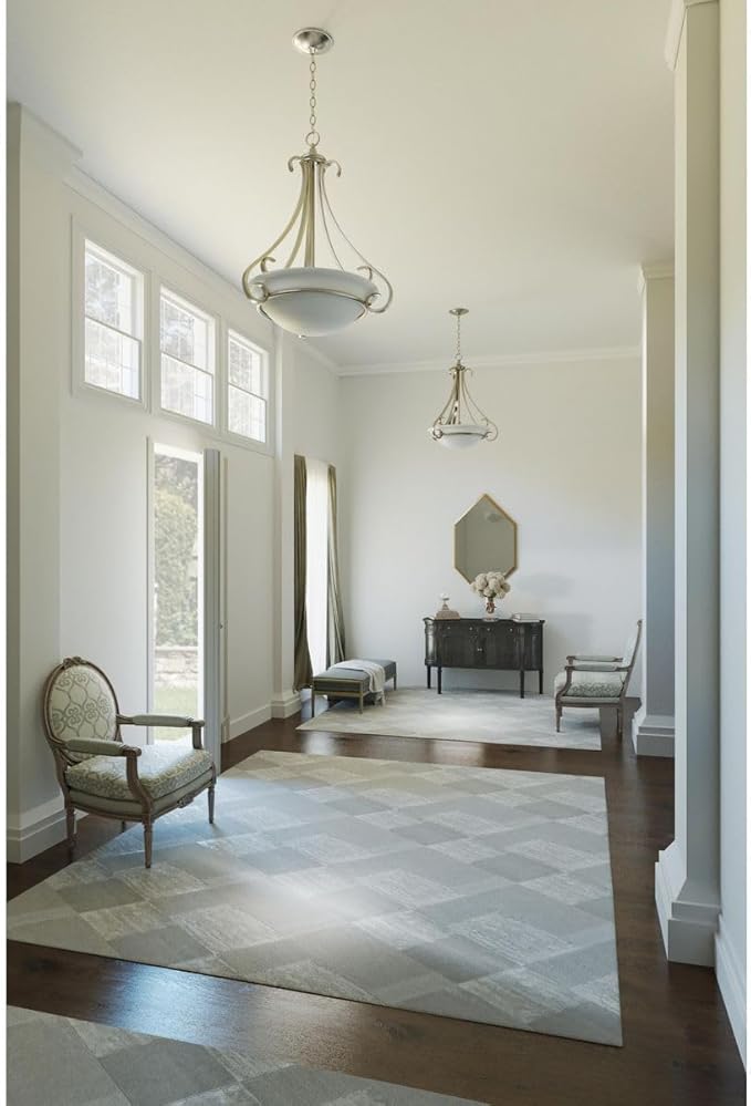 Torino Collection 3-Light Etched Glass Transitional Inverted Pendant Light Brushed Nickel