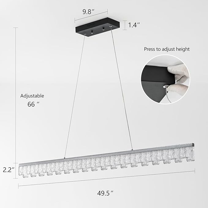 Modern Pendant Lights Kitchen Island, 50" Minimalist Dimmable LED Linear Light Fixture Silvery Gray Aluminum Bar Lights Hanging for Dining Room, Kitchen, Restaurant, Living Room