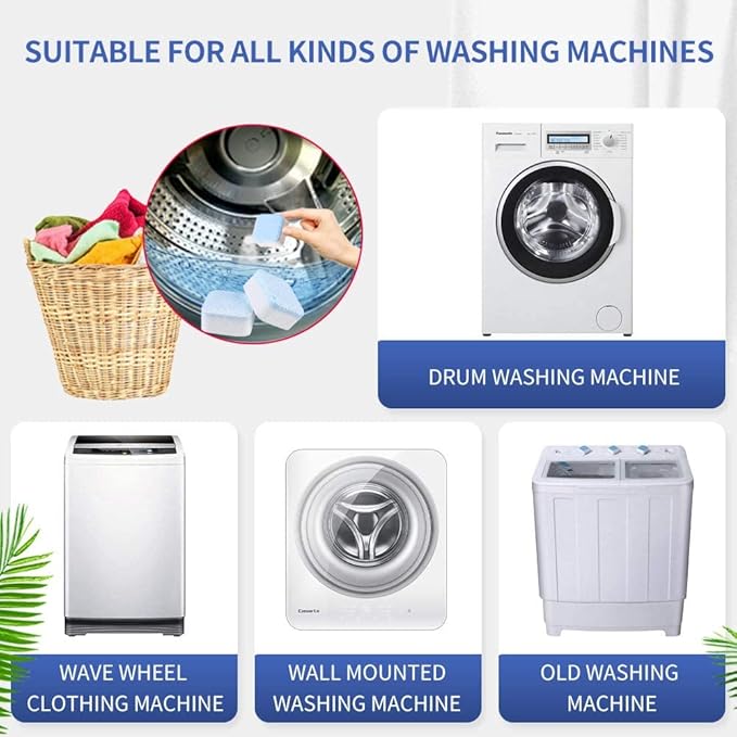NATRUTH Washing Machine Cleaner Descaler 30 Pack Deep Cleaning Washer Cleaner Tablets For HE Front Loader & Top Load Washer