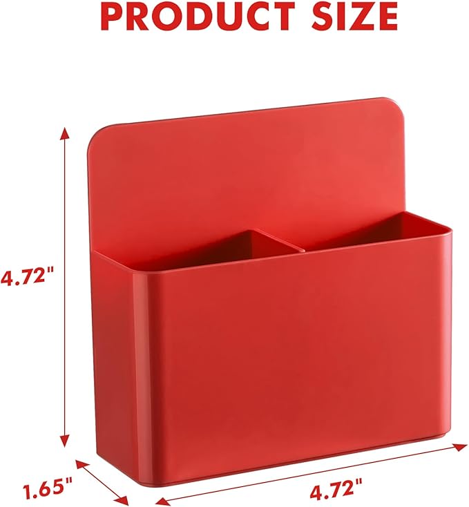 BEYGORM 2 Pack Plastics Magnetic Pen Holder for Refrigerator, Dry Erase Marker Holder for Whiteboard,Magnet School Locker Organizer Accessories, Pencil Cup, Pen Caddy, Classroom Organization(Red)
