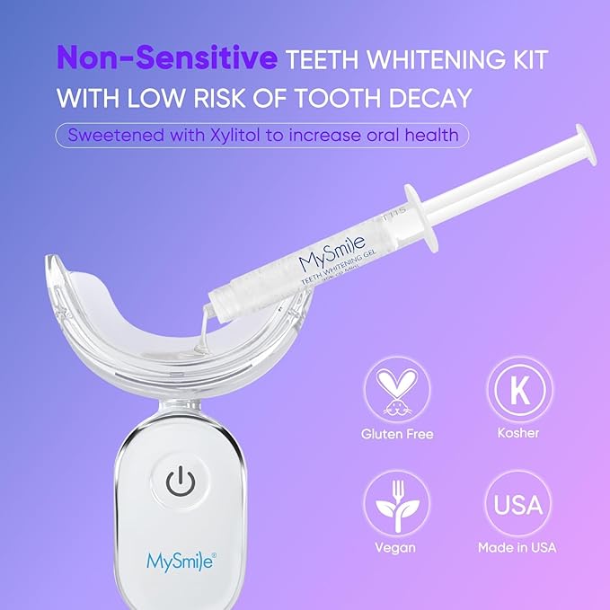 MySmile Deluxe 10 Min Teeth Whitening Kit with 28 LED Light, 35% Carbamide Peroxide Teeth Whitening Gel, Helps Remove Years of Stains from Coffee, Soda, Wines, Smoking, Food