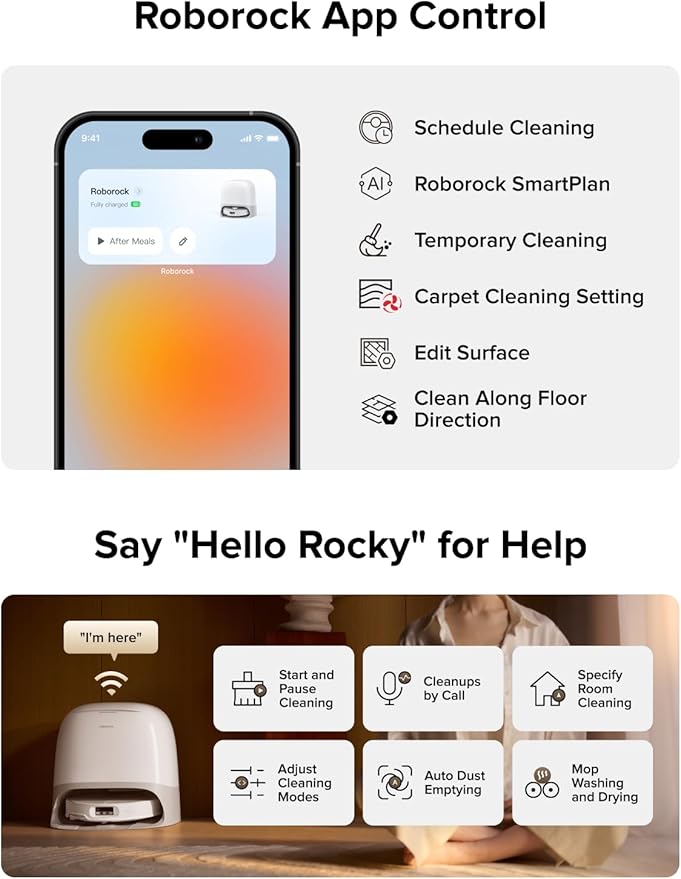 roborock Qrevo CurvX Robot Vacuum and Mop, 22,000Pa Suction, 3.14’’ Ultra Slim, Dual Anti-Tangle System, Reactive AI Obstacle Recognition, AdaptiLift Chassis, Auto Hot Water Mop Washing & Drying
