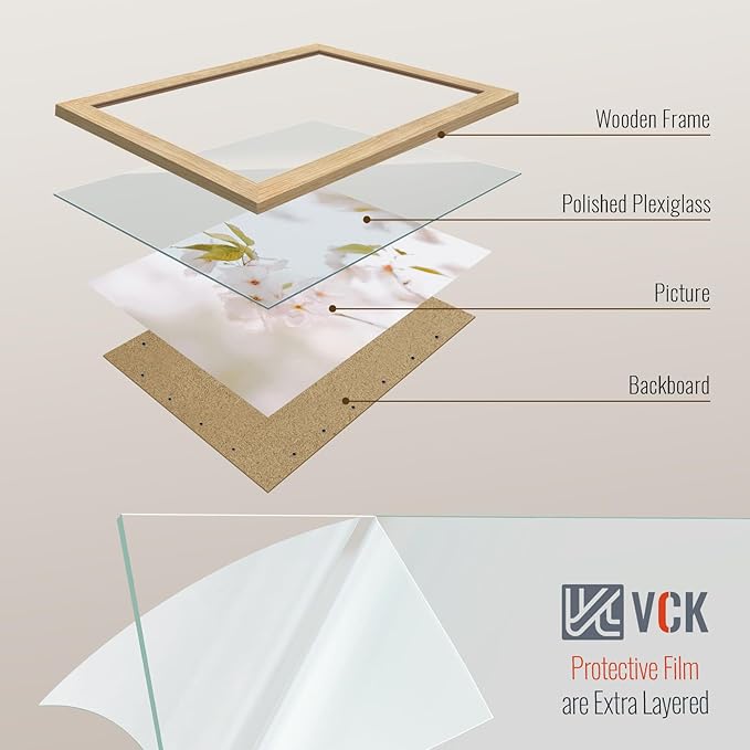VCK 11x17 Picture Frame 3 Pack - Oak, Natural Solid Wood Poster Frames, Wall Gallery Frame