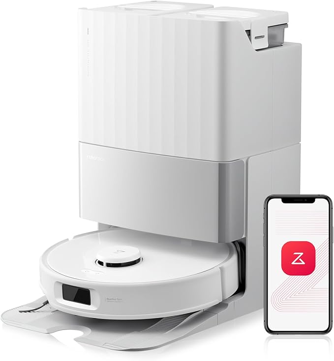 Roborock Qrevo Edge S5A Robot Vacuum and Mop, 17,000Pa, Zero-Tangling, DuoDivide Main Brush, FlexiArm Side Brush, Hot Water Mop Washing & Self-Cleaning, Warm Air Drying, Self-Emptying, White