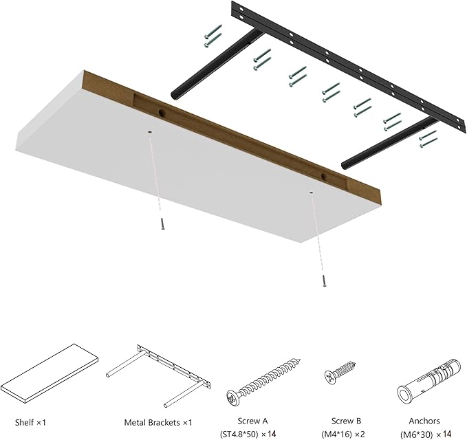 Large Floating Shelves for Wall Set of 3 Wooden Wall Shelves 24 in x 12.75 in x 2 in Room Decor Long Shelf with Invisible Wall Mount Bracket for Bedroom Kitchen Living Room White