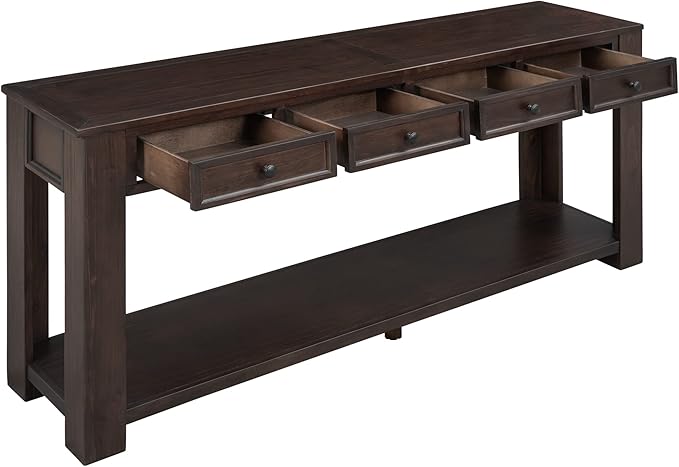 63" Solid Wood Console Table Sofa Table with Storage Drawers and Bottom Shelf,Farmhouse Entryway Table for Hallway Foyer,Sofa Couch Table,Fully Assembled (63" Espresso)