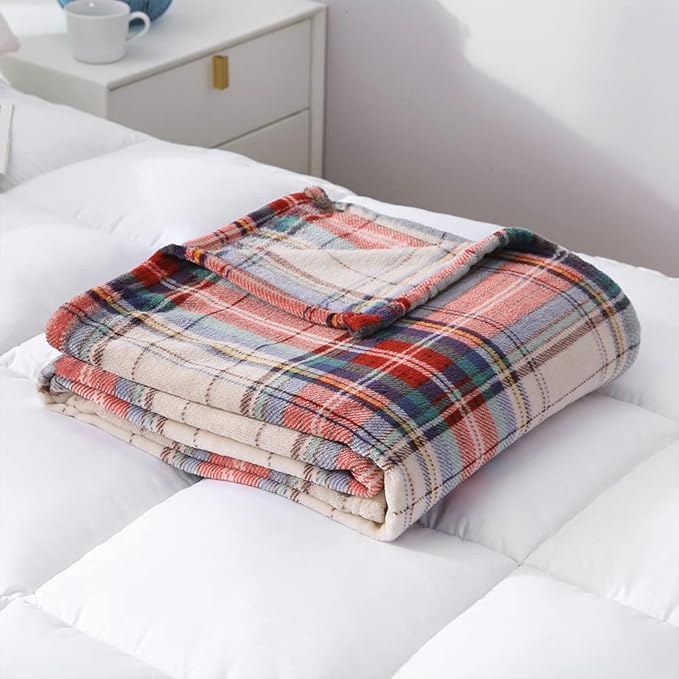 MERRYLIFE Plaid Throw Blanket for Couch | Soft Decorative Ultra-Plush Colorful| Throw Size Travel Blanket Plush|(50" 60",Tartan)