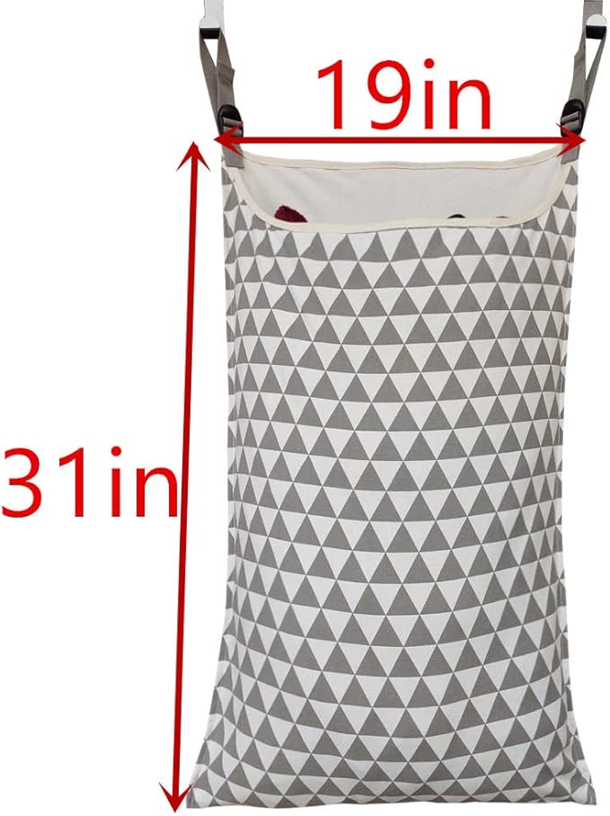 Adjustable Space Saving Door Hanging Laundry Hamper Bag with Over Door Hooks for Dirty Laundry