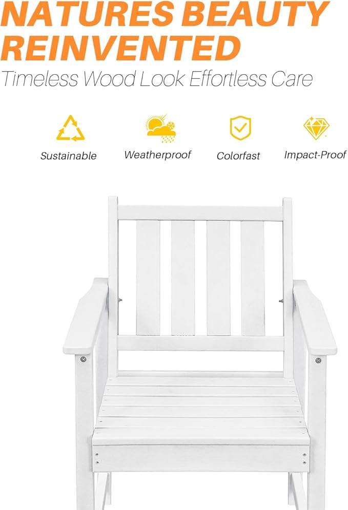Patio Dining Chair Set of 2, HDPE Outdoor Dining Chair, Ergonomic HDPE Dining Chairs with Deep Seating, All Weather Outdoor Chairs Furniture for Backyard, Deck, Garden, Poolside, Pearl