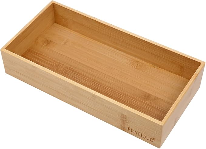 Bamboo Drawer Organizer - Kitchen Utensil Organizer Silverware Tray Cutlery Holder,Office Desk Supplies and Accessories (12x5.9x2.6 inch)