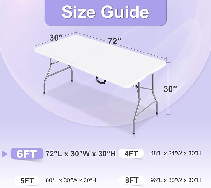 ABCCANOPY 6 FT Spandex Table Cover Stretch Fitted Wrinkle Resistant Tablecloth Reuse for Rectangular Folding Table Patry Event Wedding Banquet Protector
