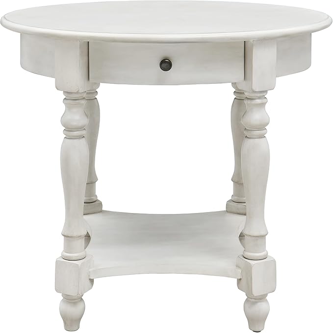 MODERION Oval End Table with Drawer, Solid Wood Sofa Side Storage Shelf, Traditional Living Room Corner Table, Nightstand, Easy Assembly 28INCH x 22INCH 24INCH Antique Walnut CJZ2233RW White