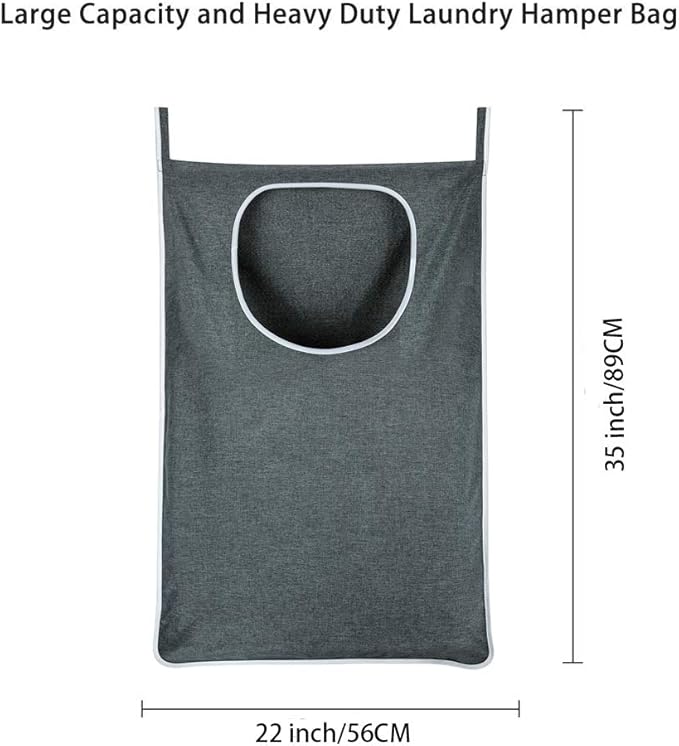 Hanging Laundry Bag with Over Door Hooks, Laundry Hamper and Space Saving Laundry Bag with Zipper, Hanging Hamper for Clothes, Toys, Towels, ...(36"x 22",Grey-2Pack)
