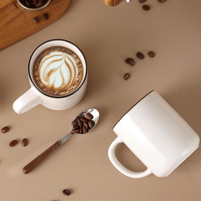 Ceramic Coffee Mug 12 oz Porcelain Coffee Mugs Set of 6 - Ceramic Coffee Cups with Handle and Speckled Patterns for Latte, Tea, Cocoa, Milk, Cappuccino, Microwave & Dishwasher Safe