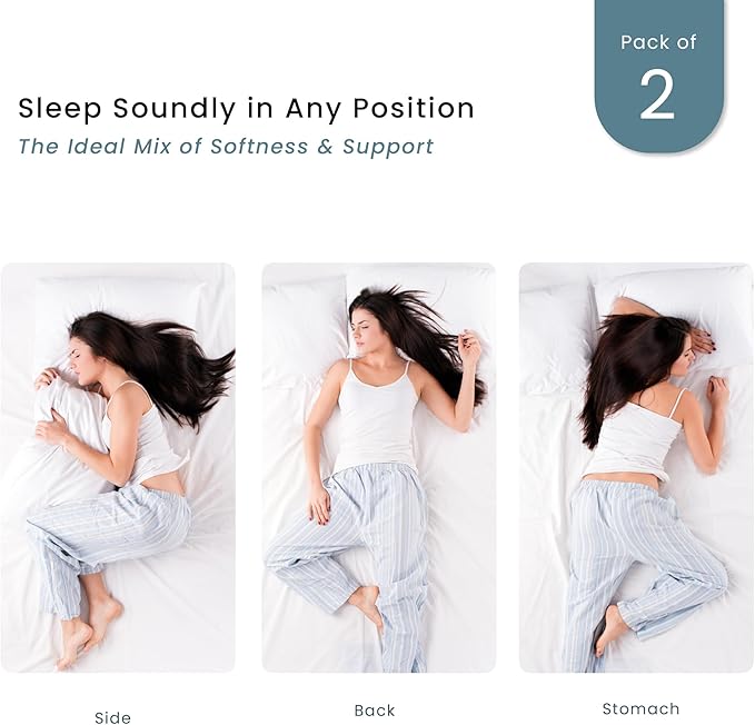 Threadmill Soft Bed Pillows King Size Set of 2 | Down Alternative Cooling Soft Pillows for Sleeping | 20 x 36 Hotel, King Size Pillows 2 Pack for Back, Stomach or Side Sleepers