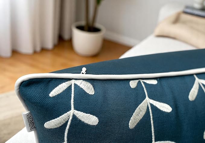 VAGMINE Embroidered Lollipop Pillow Cover - 20x20 Inches Square - 100% Cotton Teal Decorative Cushion Cover - Subtle Modern Pattern - Vibrant Accent for Sofa, Bed, Chair, Living Room