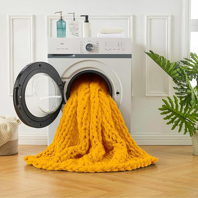 Ultra Soft Chunky Knit Blanket Throw -50x60 Hand Knitted Warm Chenille Throw Blanket, Home Decor Soft Thick Yarn Cable Knit Blanket Breathable Fleece Banket Christmas for Couch Bed Sofa Best GIF