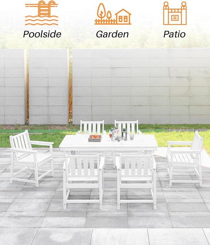 Patio Dining Chair Set of 2, HDPE Outdoor Dining Chair, Ergonomic HDPE Dining Chairs with Deep Seating, All Weather Outdoor Chairs Furniture for Backyard, Deck, Garden, Poolside, Pearl