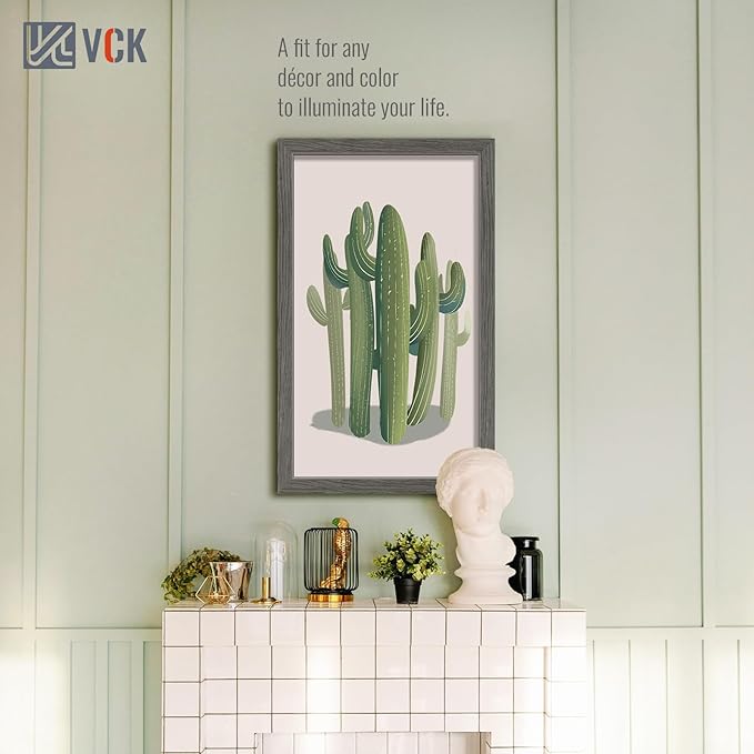 VCK 14x24 Frame 3 Pack, Gray Solid Wood Picture Frame, Exclusive Wood Grain, Wall Gallery Frame