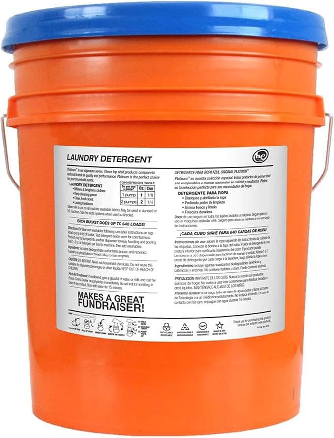 Ultra Fresh 5 Gallon Liquid Laundry Detergent Washing Soap for All Machine Types, 6X Platinum, Up to 640 Loads, Fresh Breeze