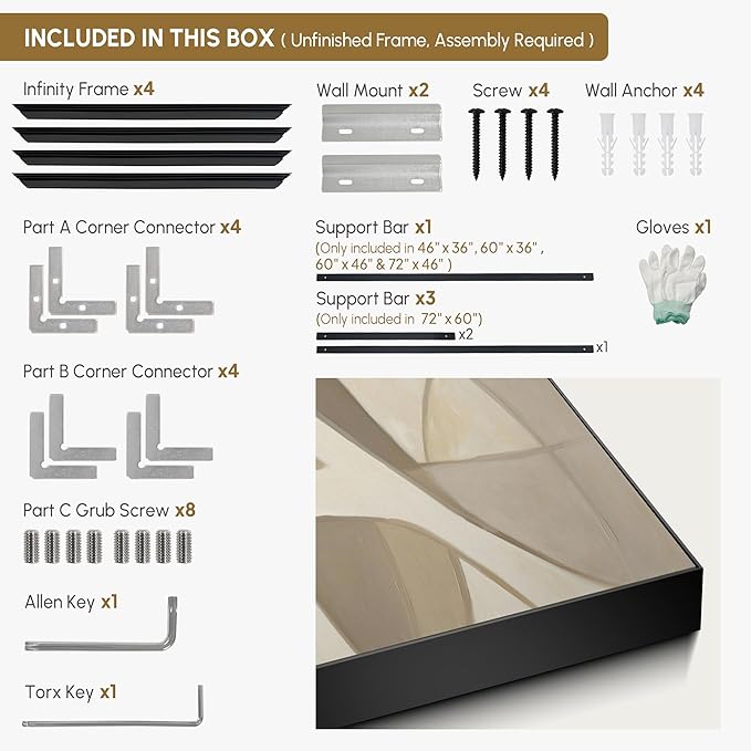 SIGNWIN 36"x46" Extra Large Framed Wall Art Neutral Abstract Geometric in Mid-Century Style, Retro-Inspired Design for Home Living Room Bedroom Decor (Frame Assembly Required)