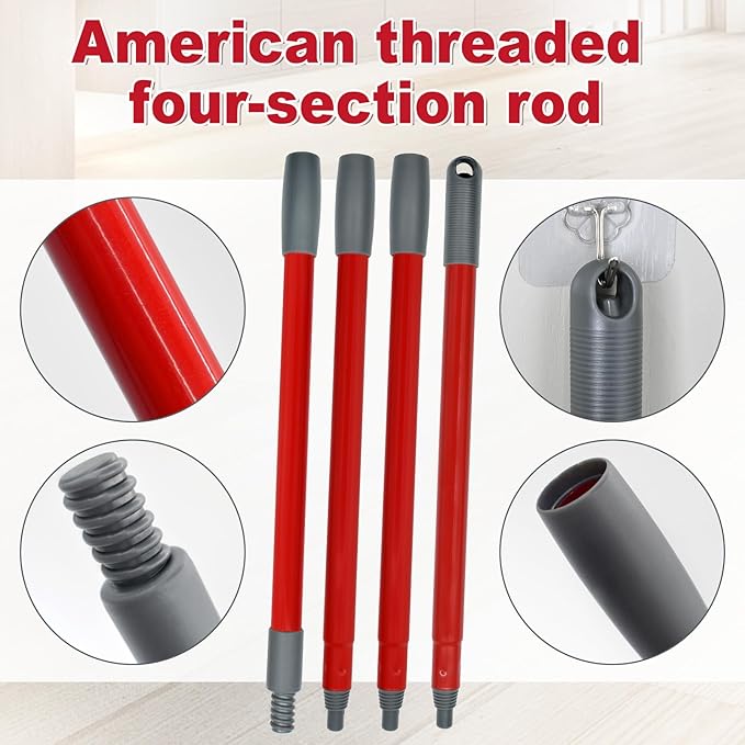 Spin Mop Head Replacement,Iron Spin Handle,Brush and Base Compatible with O Cedar EasyWring 1 Tank System,Microfiber Mop Refills and 30-58" Handle Combo Set to Floor Cleaning(White,1 Tank)