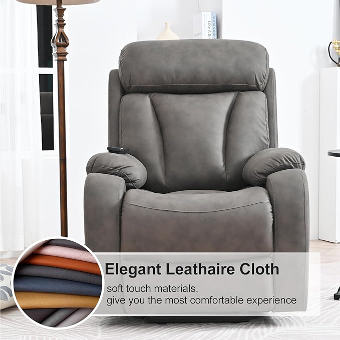 Power Lift Chair Recliners for Elderly, Modern Overstuffed Electric Seniors Recliner Chair with Remote Control Side Pocket for Living Room Bedroom (Dark Grey)