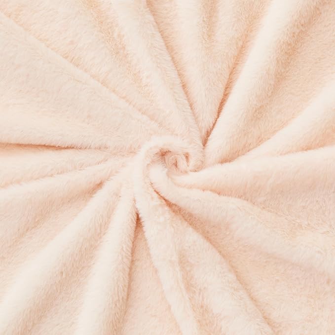 RYNGHIPY Faux Rabbit Fur Bed Throws Fluffy Warm Throw Blanket for Sofa Couch Soft Plush Decorative Blanket Thick and Heavy Cute Bubble Furry Blanket (Light Tan, 63''x79'')