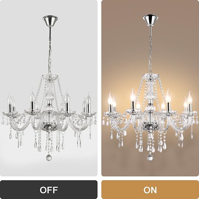 Modern Elegant 15 Lights K9 Crystal Glass Chandelier Pendant Ceiling Lighting European Style for Dining Living Room Bedroom Transparent,15 E12 Bulbs Required
