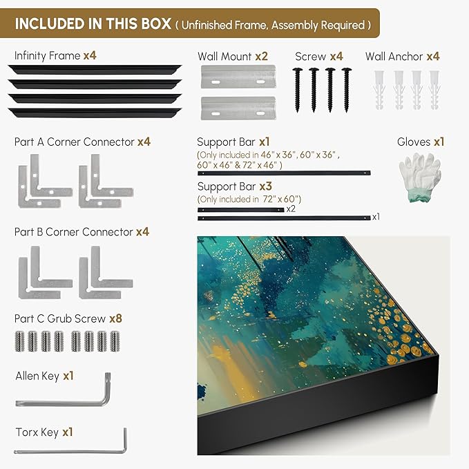 SIGNWIN 46"x60" Extra Large Framed Wall Art Whimsical Fantasy Forest, Vibrant Nature Landscape for Home Living Room Bedroom Decor (Frame Assembly Required)