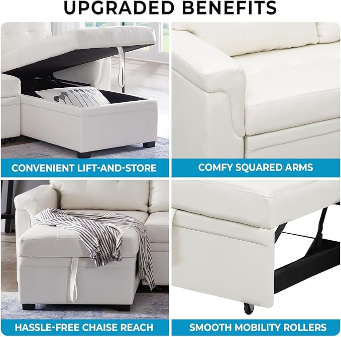 Naomi Home Laura Sectional Sofa White/Air Leather