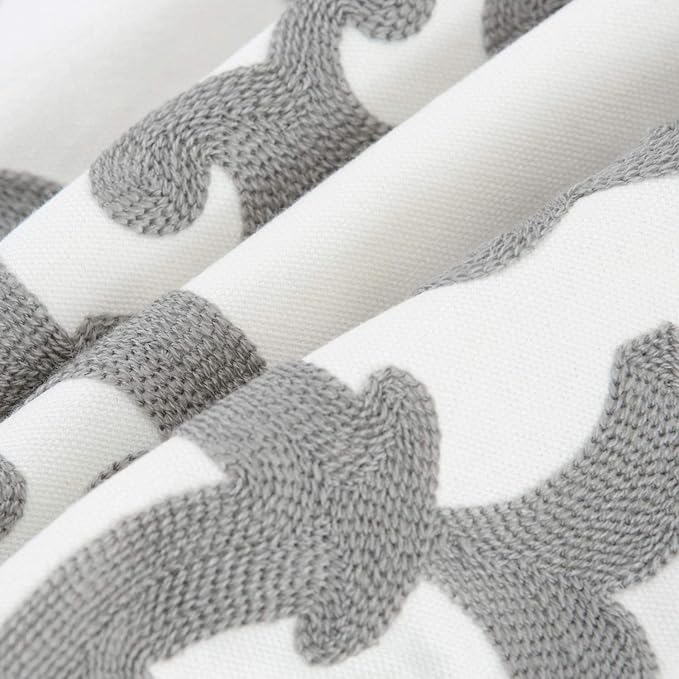 HWY 50 Grey Gray Decorative Throw Pillow Covers 18x18 Inch, Pack of 2 Embroidered Cotton Farmhouse Cushion Cover Pillow Case for Sofa Couch Living Room Bed Bedroon, Geometric Design