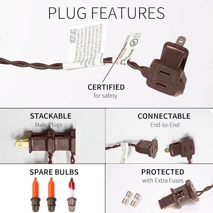 100LIGHTS Orange Extra-Bright with End Connectors Halloween Decorative Lights 5.98m UL Certified Mini String Light Set Waterproof for Halloween Home Garden Christmas Tree Party Patio Wedding