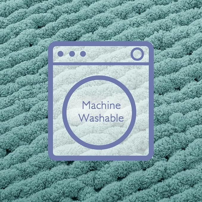 Bigacogo Chunky Knit Throw Blanket for Couch, 40x80 inches, 100% Hand Knitted with Thick Jumbo Chenille Yarn, Cozy Soft Large Rope Knot Cable Crochet Blankets for Sofa Bed Living Room, Light Teal