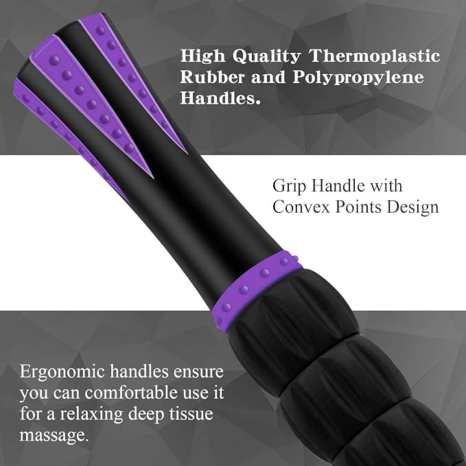 Muscle Roller Massage Roller Stick for Athletes, Help Reducing Muscle Soreness Cramping Tightness Leg Arms Back Calves Muscle Massager(Purple Black- 18 inch)