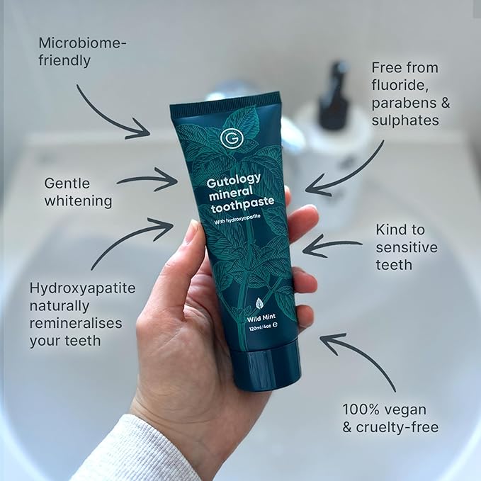 Natural Probiotic Hydroxyapatite Toothpaste Fluroide Free Toothpaste 120ml 4.2 Oz Remineralising Suitable for Adults & Children Helps Sensitive Teeth and Whitening Wild Mint Flavour