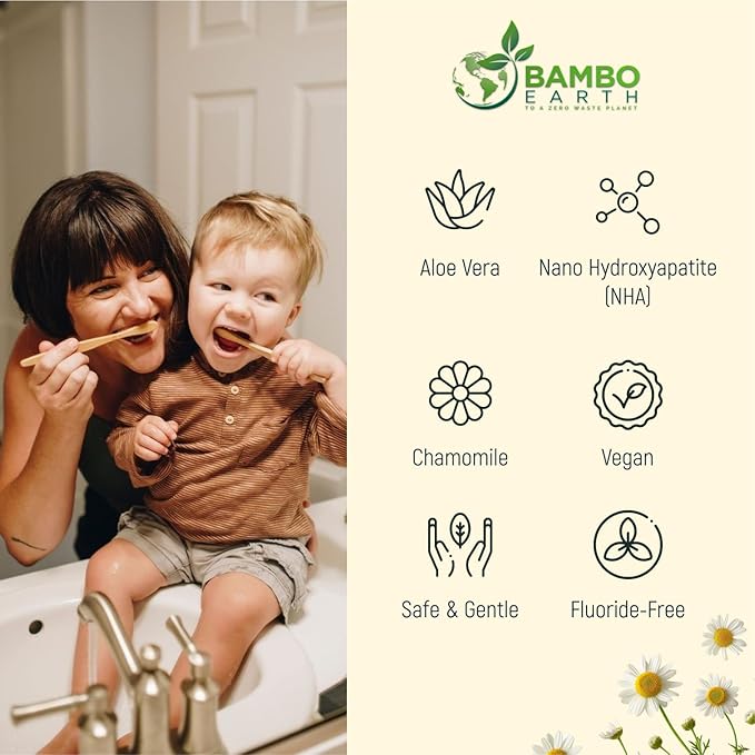 Natural Fluoride Free Toothpaste - Nano Hydroxyapatite, Remineralizing, Sensitive Teeth, Whitening & Zero Waste Tube - Dentist Recommended for Adult & Kids Oral Aloe Vera & Chamomile (2 Pack, Aloe)